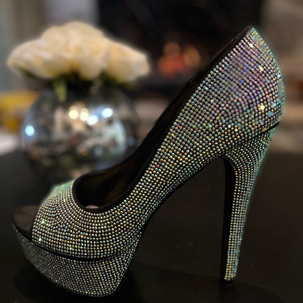 Iridescent crystal high heels - like new - sexy
